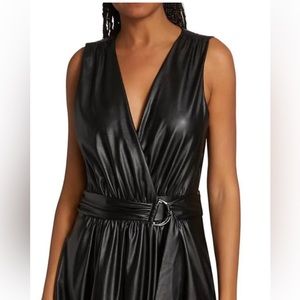Ramy Brook Black Faux-Leather Mini Dress